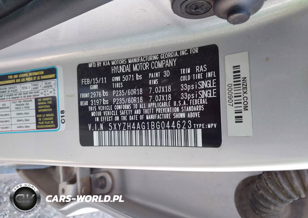 2011 Hyundai Santa Fe Se VIN:5XYZH4AG1BG044623 - 9