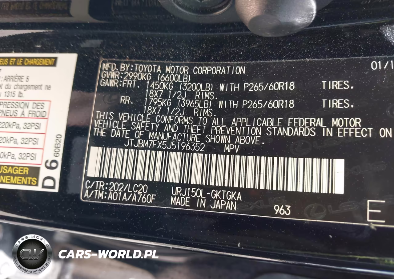 2018 Lexus Gx 460 VIN:JTJBM7FX5J5196352 - 9