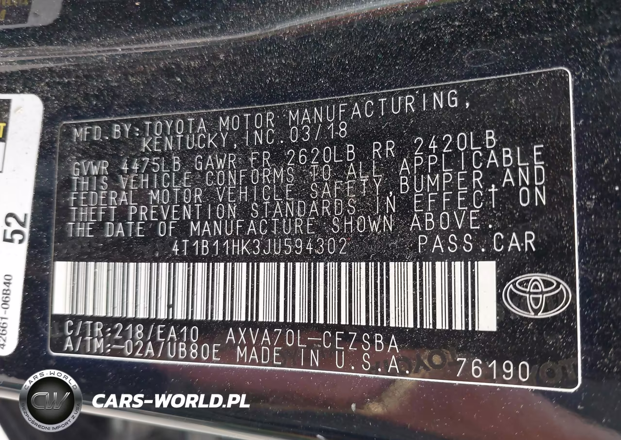 2018 Toyota Camry Se VIN:4T1B11HK3JU594302 - 9