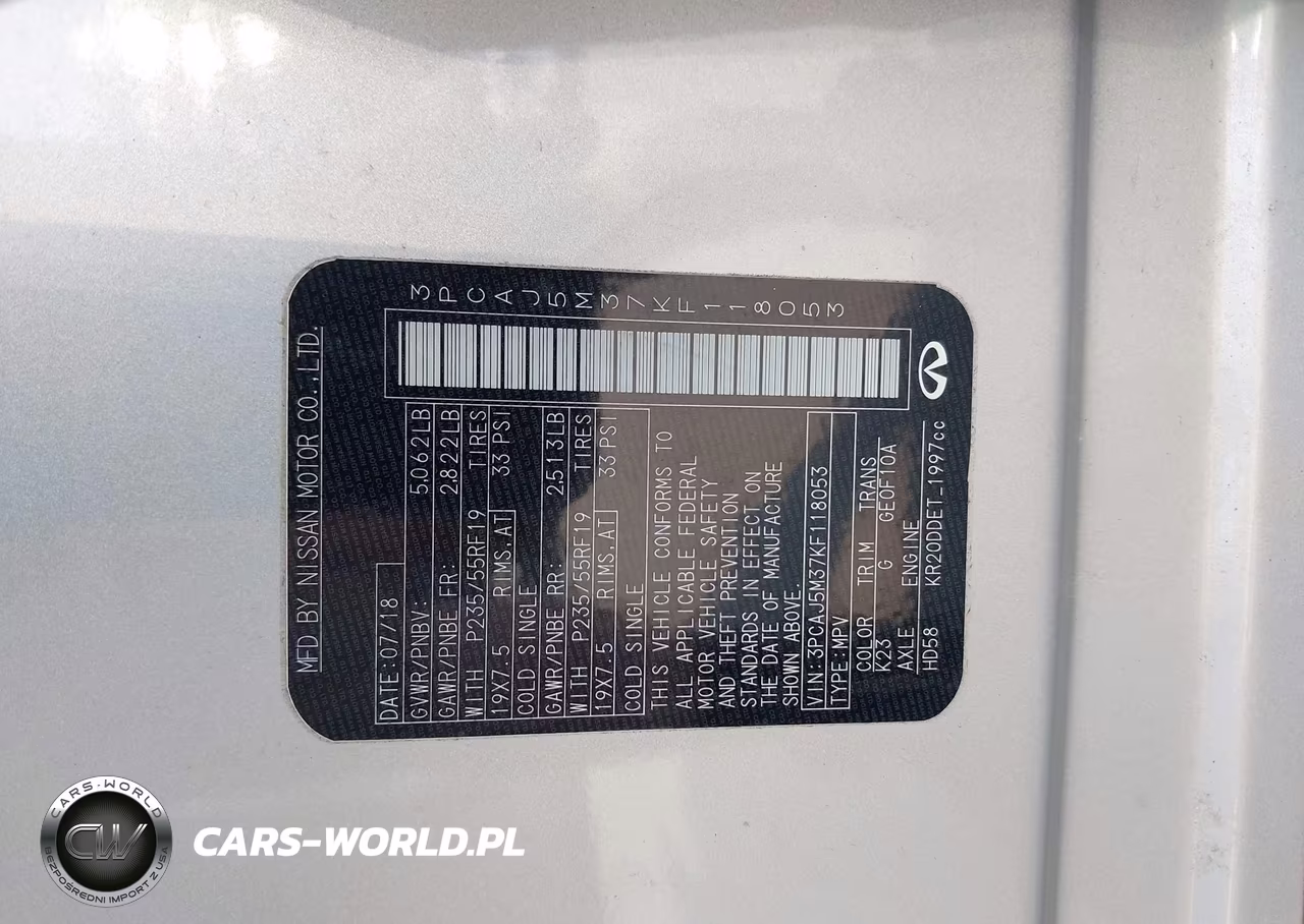 2019 Infiniti Qx50 Luxe VIN:3PCAJ5M37KF118053 - 9