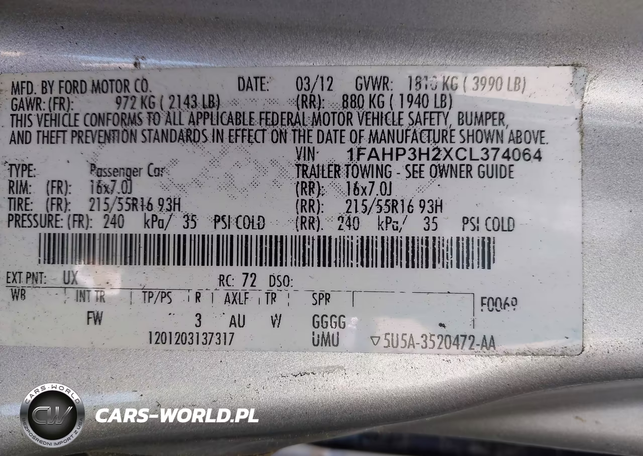 2012 Ford Focus Sel VIN:1FAHP3H2XCL374064 - 9
