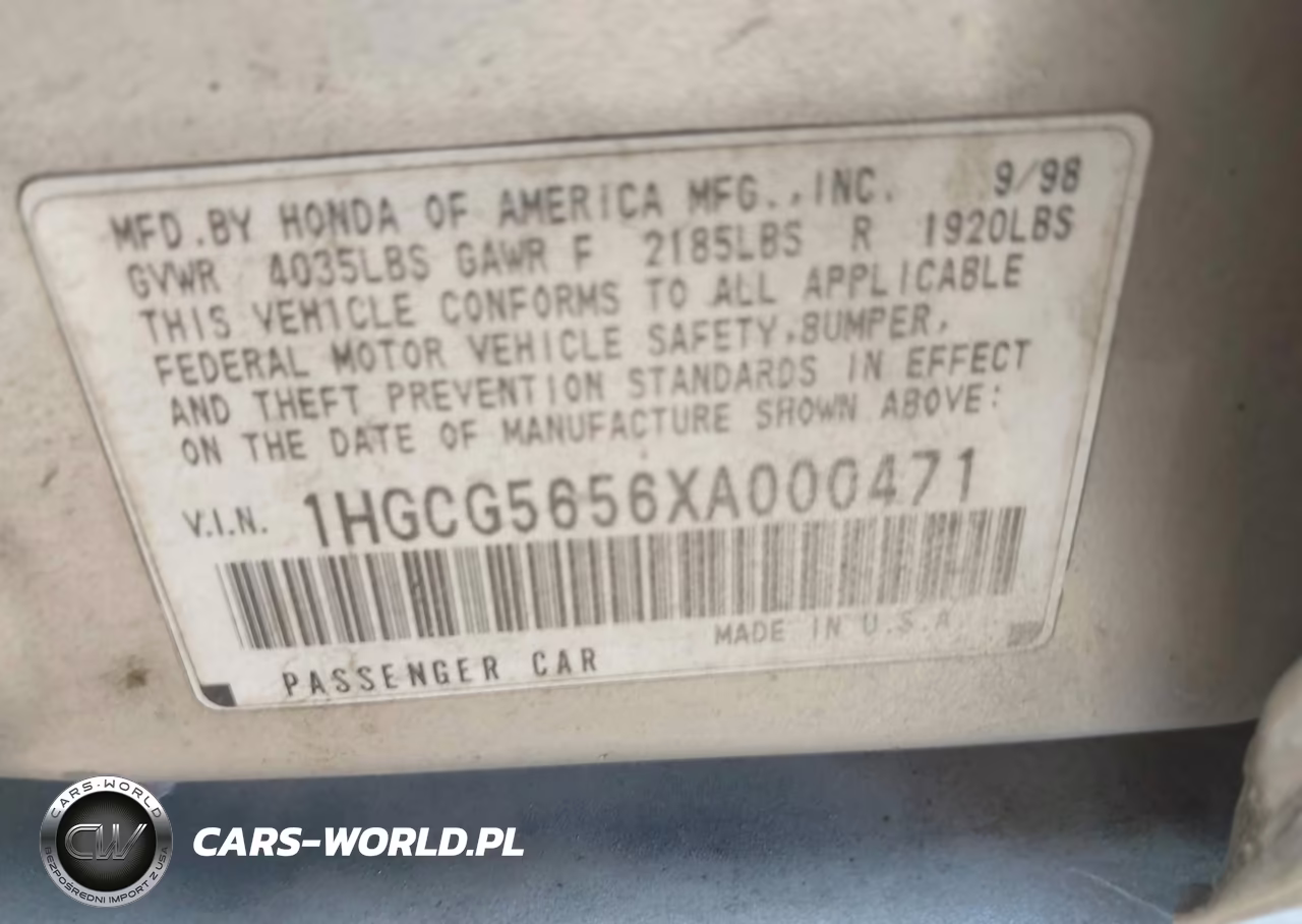 1999 Honda Accord Ex VIN:1HGCG5656XA000471 - 9