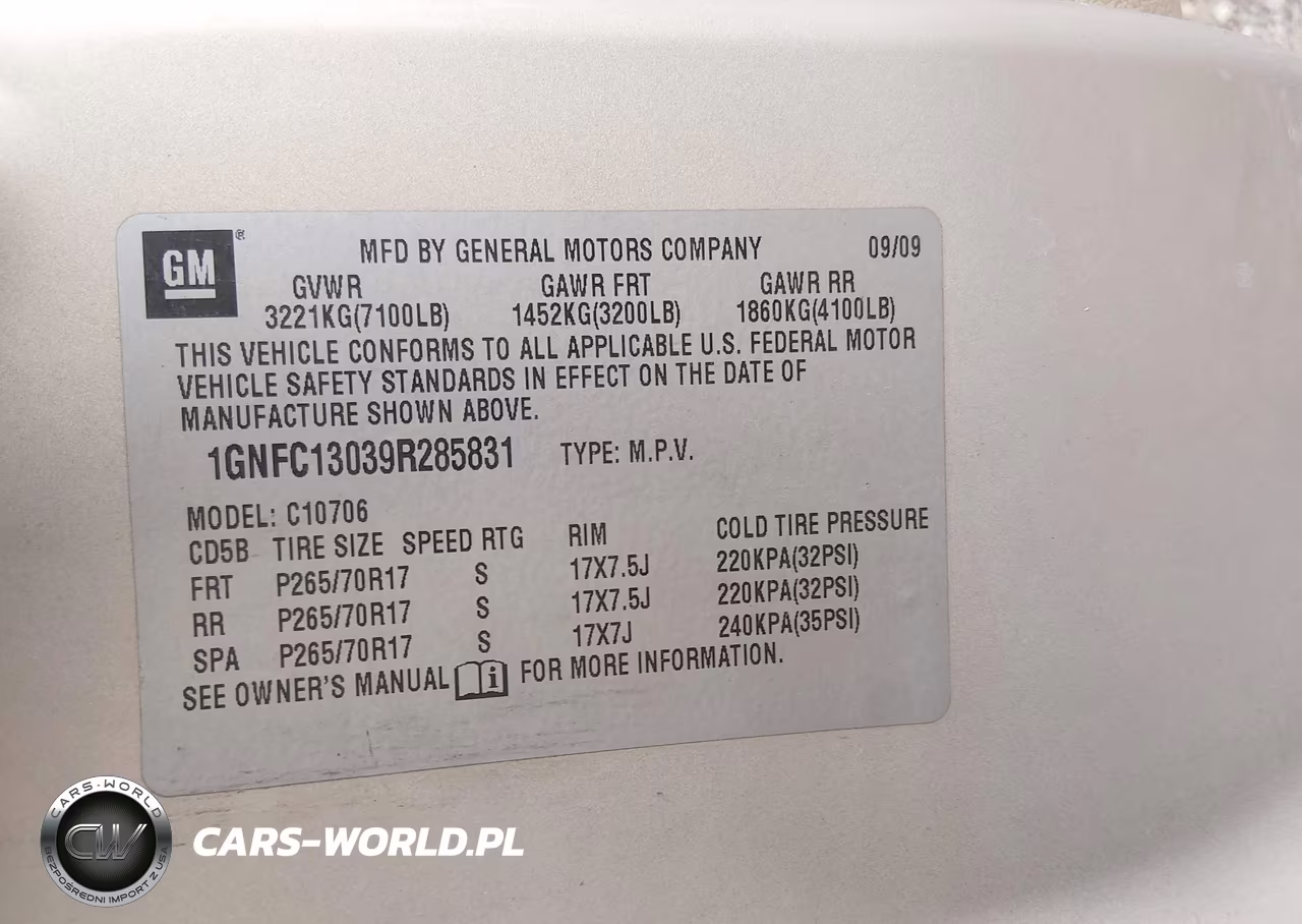 2009 Chevrolet Tahoe Ls VIN:1GNFC13039R285831 - 9