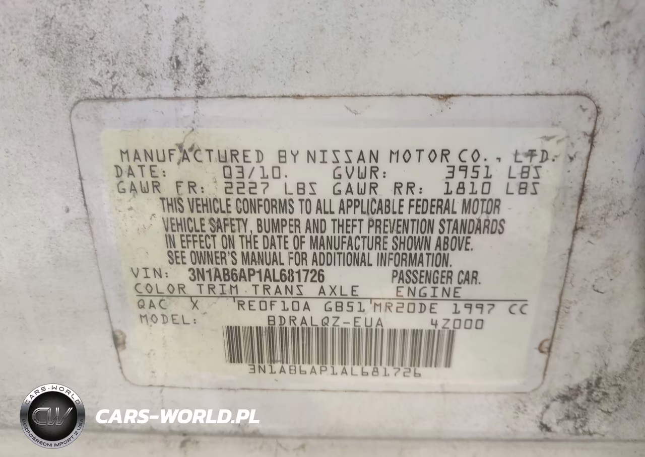 2010 Nissan Sentra 2.0 VIN:3N1AB6AP1AL681726 - 9