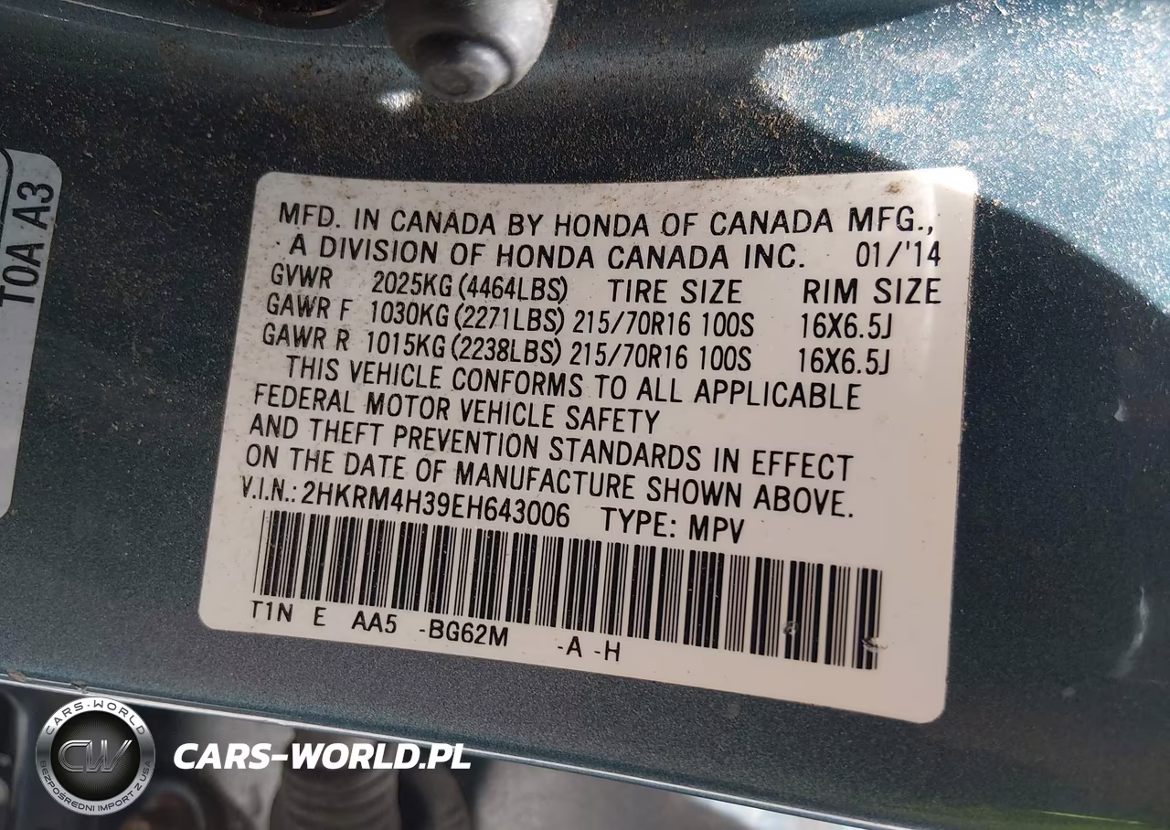 2014 Honda Cr-V Lx VIN:2HKRM4H39EH643006 - 9