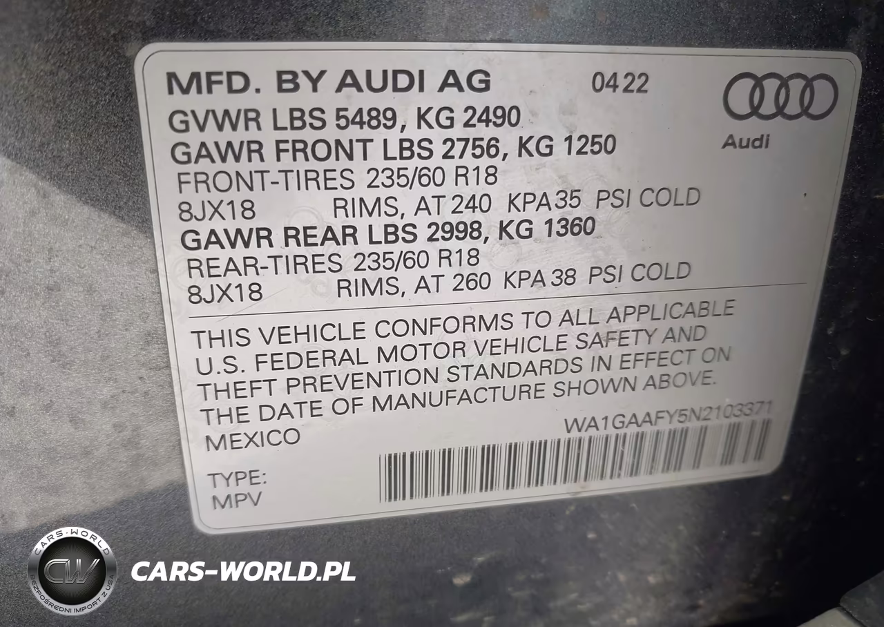 2022 Audi Q5 Premium 45 Tfsi S Line Quattro S Tronic VIN:WA1GAAFY5N2103371 - 9