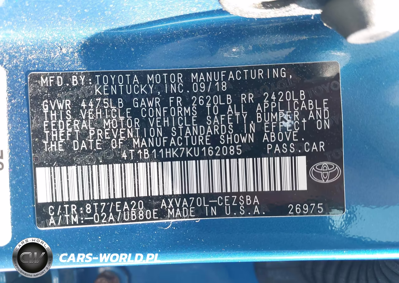 2019 Toyota Camry Se VIN:4T1B11HK7KU162085 - 9