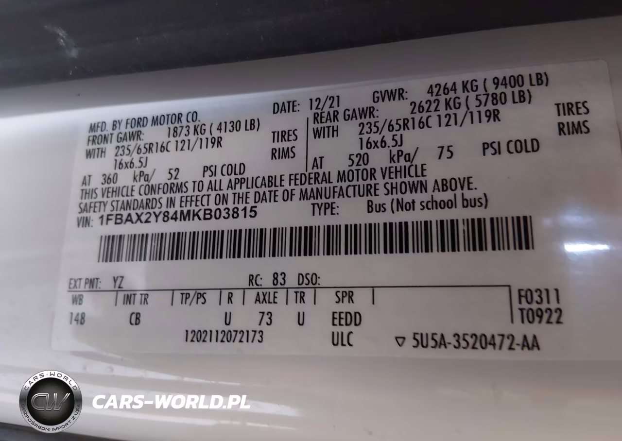 2021 Ford Transit-350 Passenger Van Xl VIN:1FBAX2Y84MKB03815 - 9