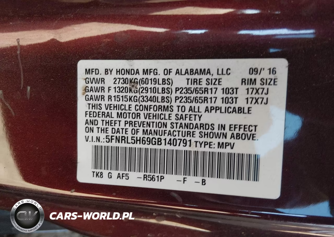 2016 Honda Odyssey Ex-L VIN:5FNRL5H69GB140791 - 9