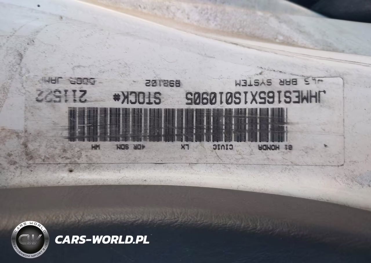2001 Honda Civic Lx VIN:JHMES165X1S010905 - 9