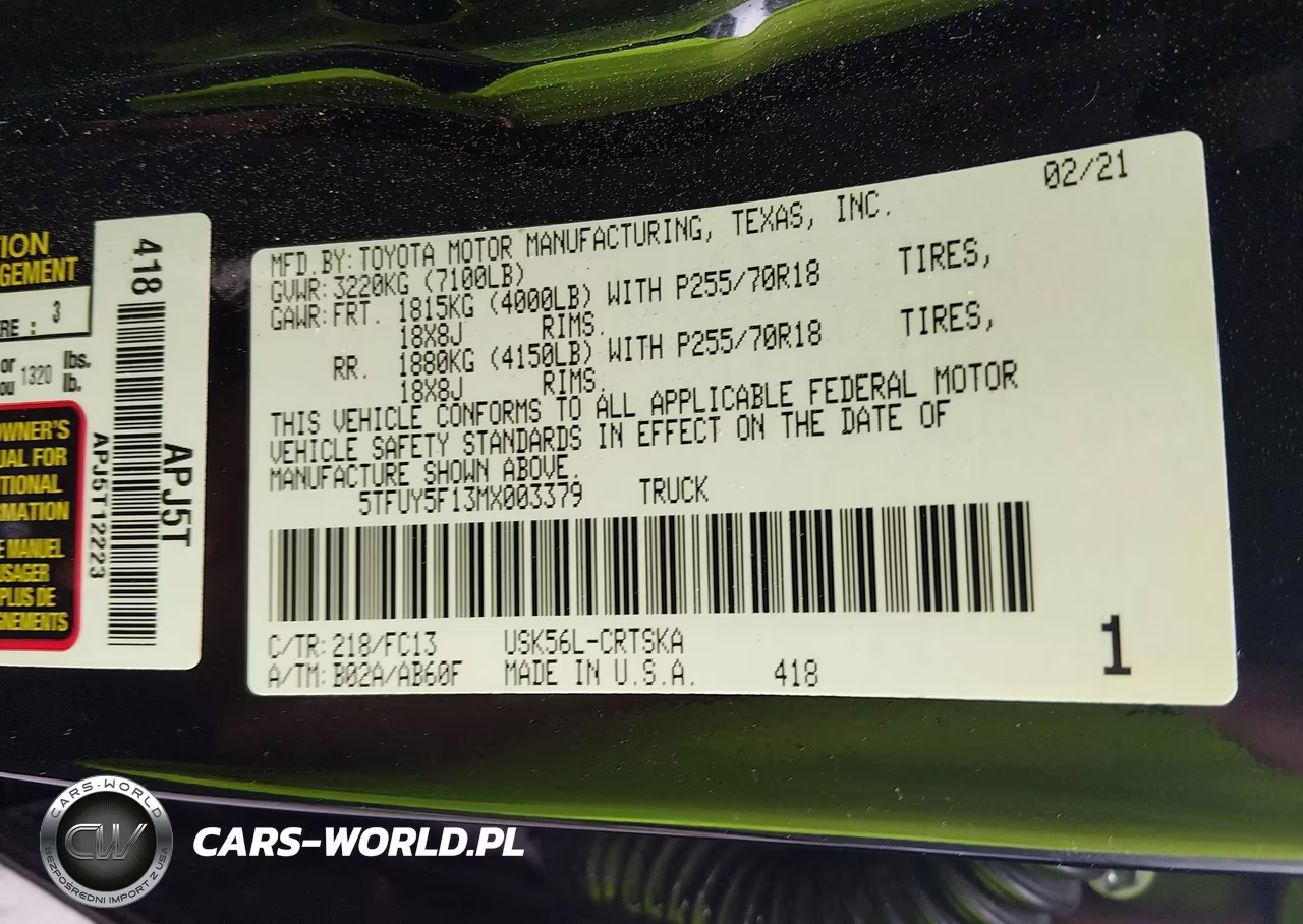 2021 Toyota Tundra Sr5 VIN:5TFUY5F13MX003379 - 9