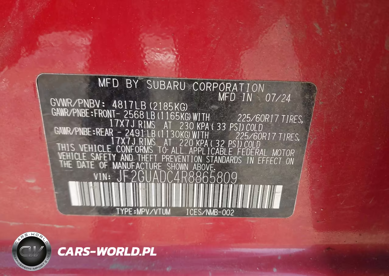 2024 Subaru Crosstrek Premium VIN:JF2GUADC4R8865809 - 9
