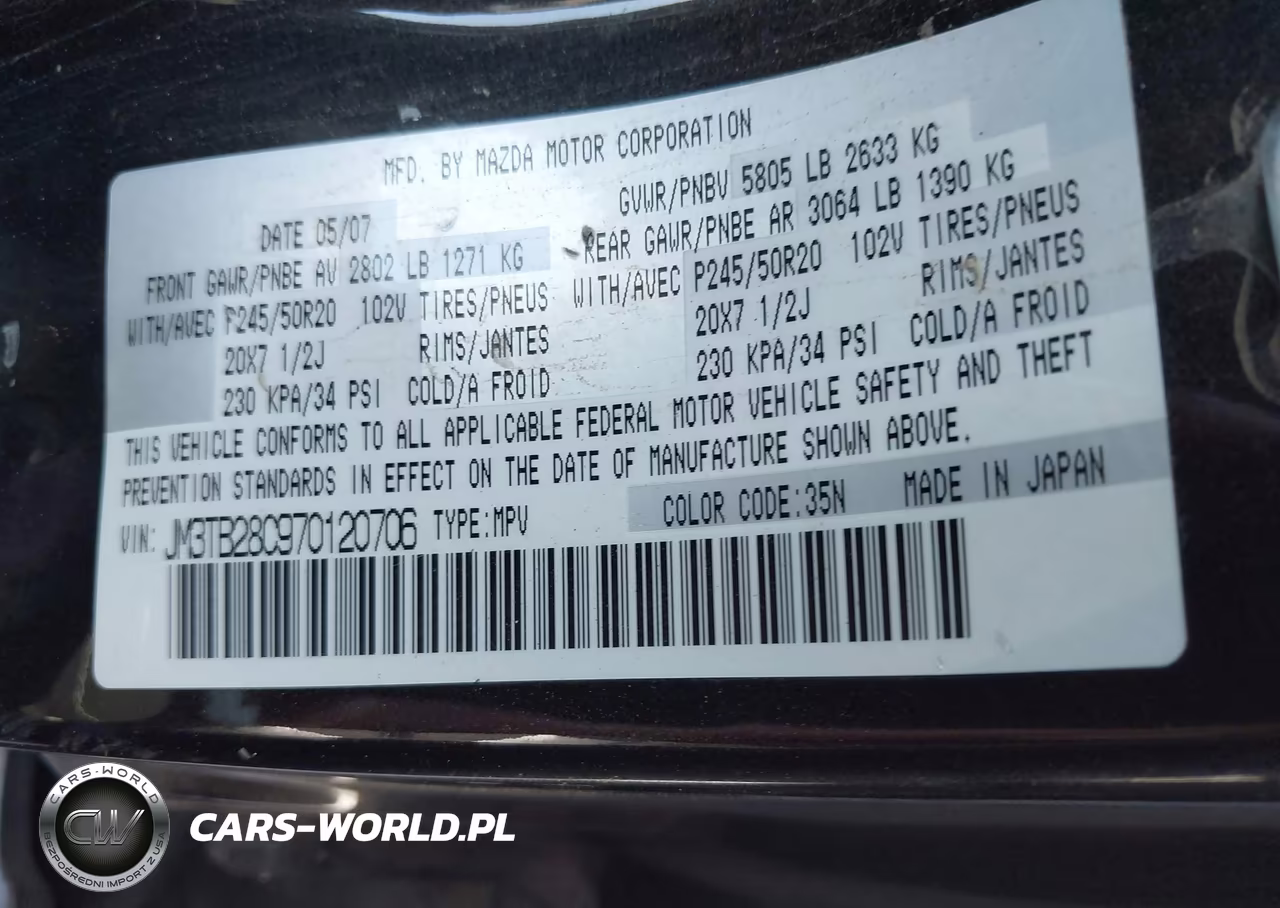 2007 Mazda Cx-9 Grand Touring VIN:JM3TB28C970120706 - 9