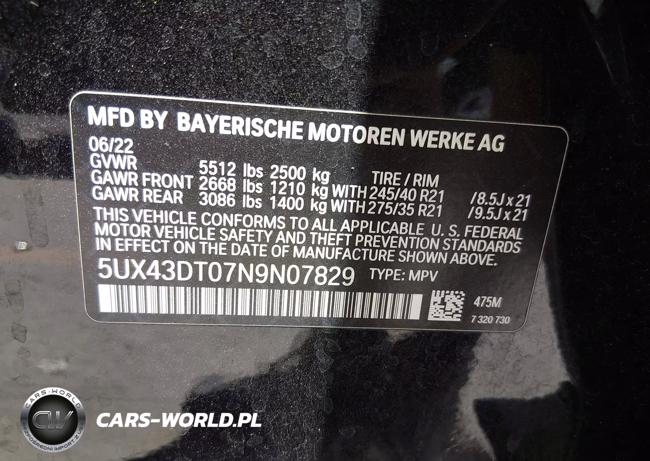 2022 BMW X4 M40I VIN:5UX43DT07N9N07829 - 9
