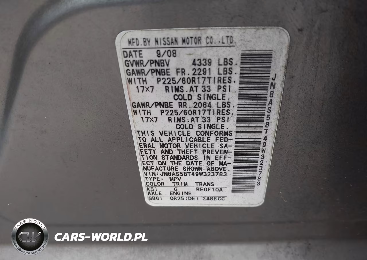 2009 Nissan Rogue Sl VIN:JN8AS58T49W323783 - 9