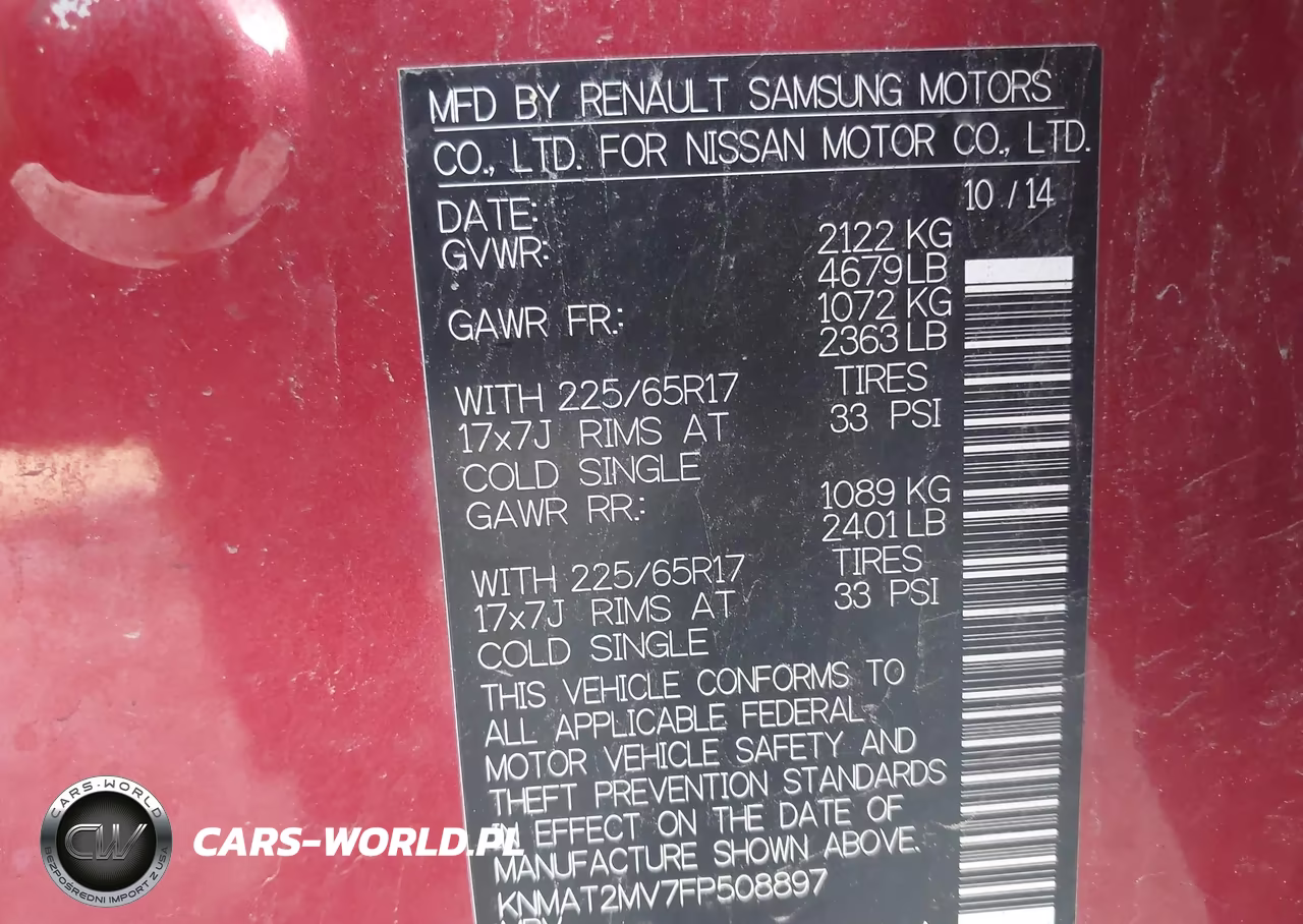 2015 Nissan Rogue Sv VIN:KNMAT2MV7FP508897 - 9