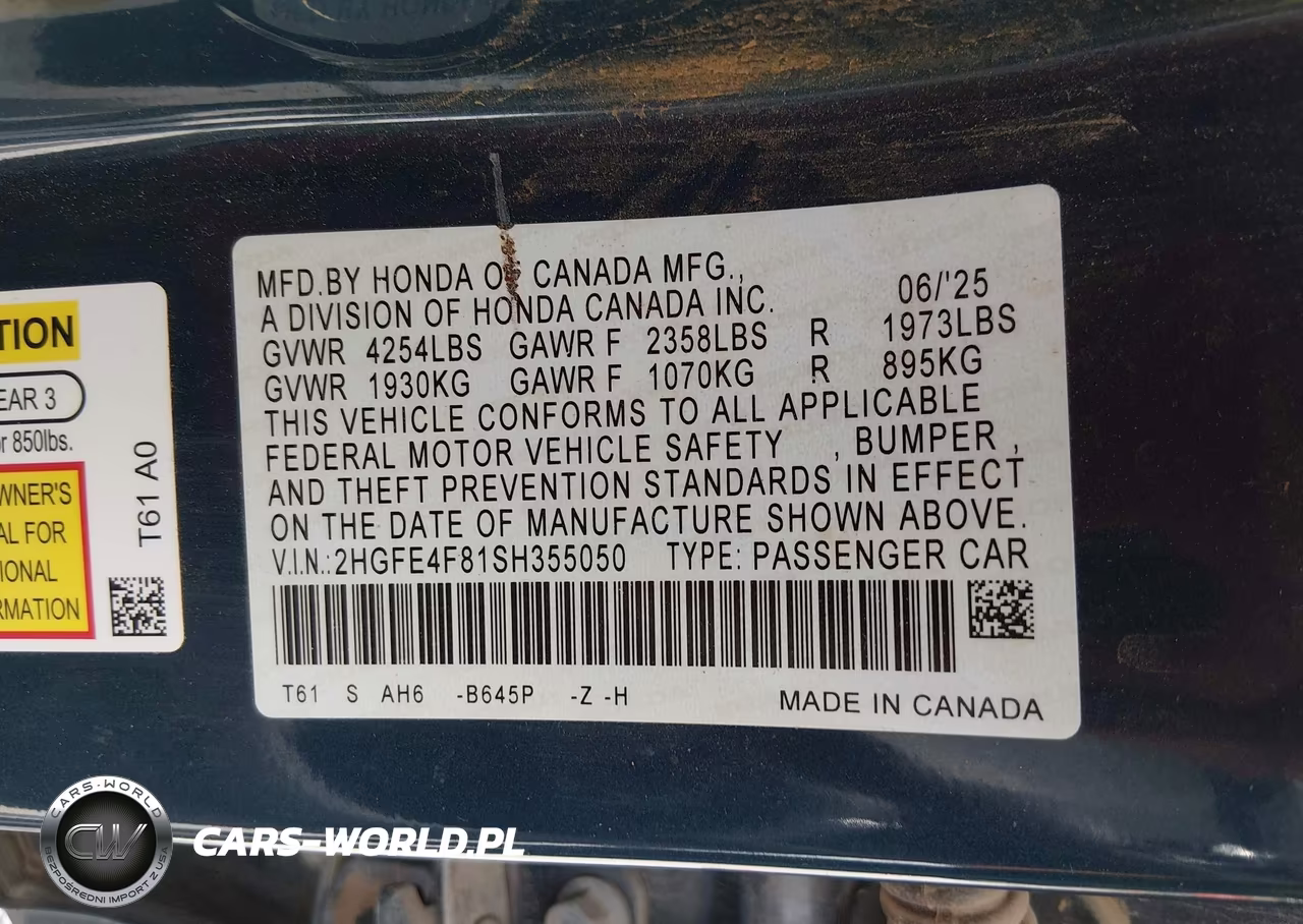 2025 Honda Civic Hybrid Sport-Sport Touring VIN:2HGFE4F81SH355050 - 9