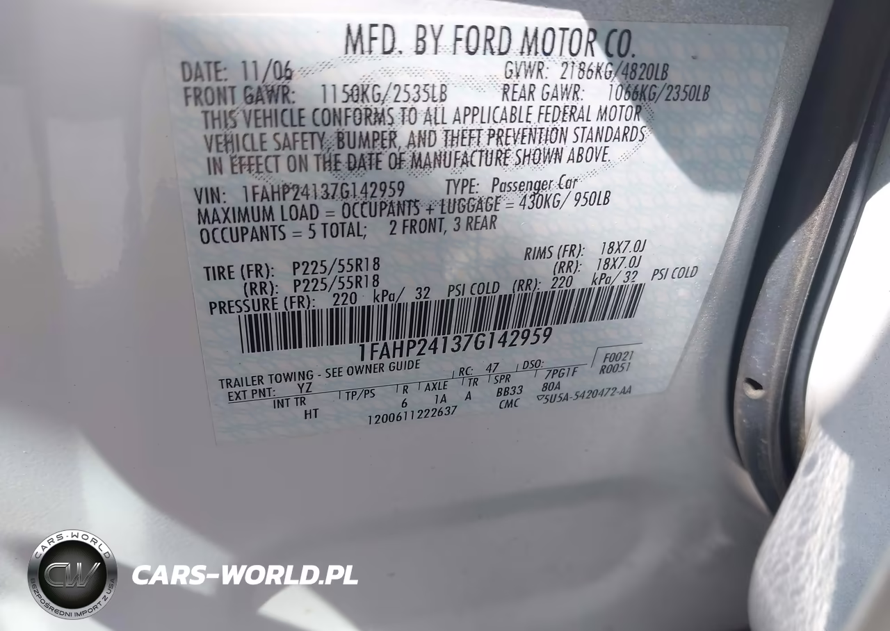 2007 Ford Five Hundred Sel VIN:1FAHP24137G142959 - 9