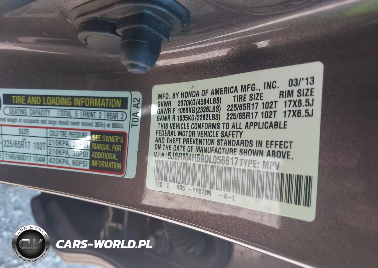 2013 Honda Cr-V Ex VIN:5J6RM4H59DL056617 - 9