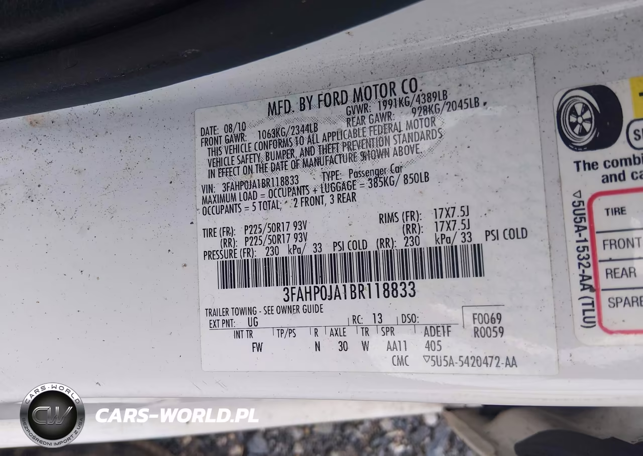 2011 Ford Fusion Sel VIN:3FAHP0JA1BR118833 - 9