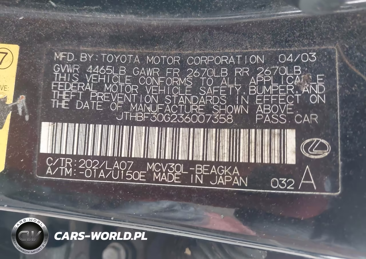 2003 Lexus Es 300 VIN:JTHBF30G236007358 - 9