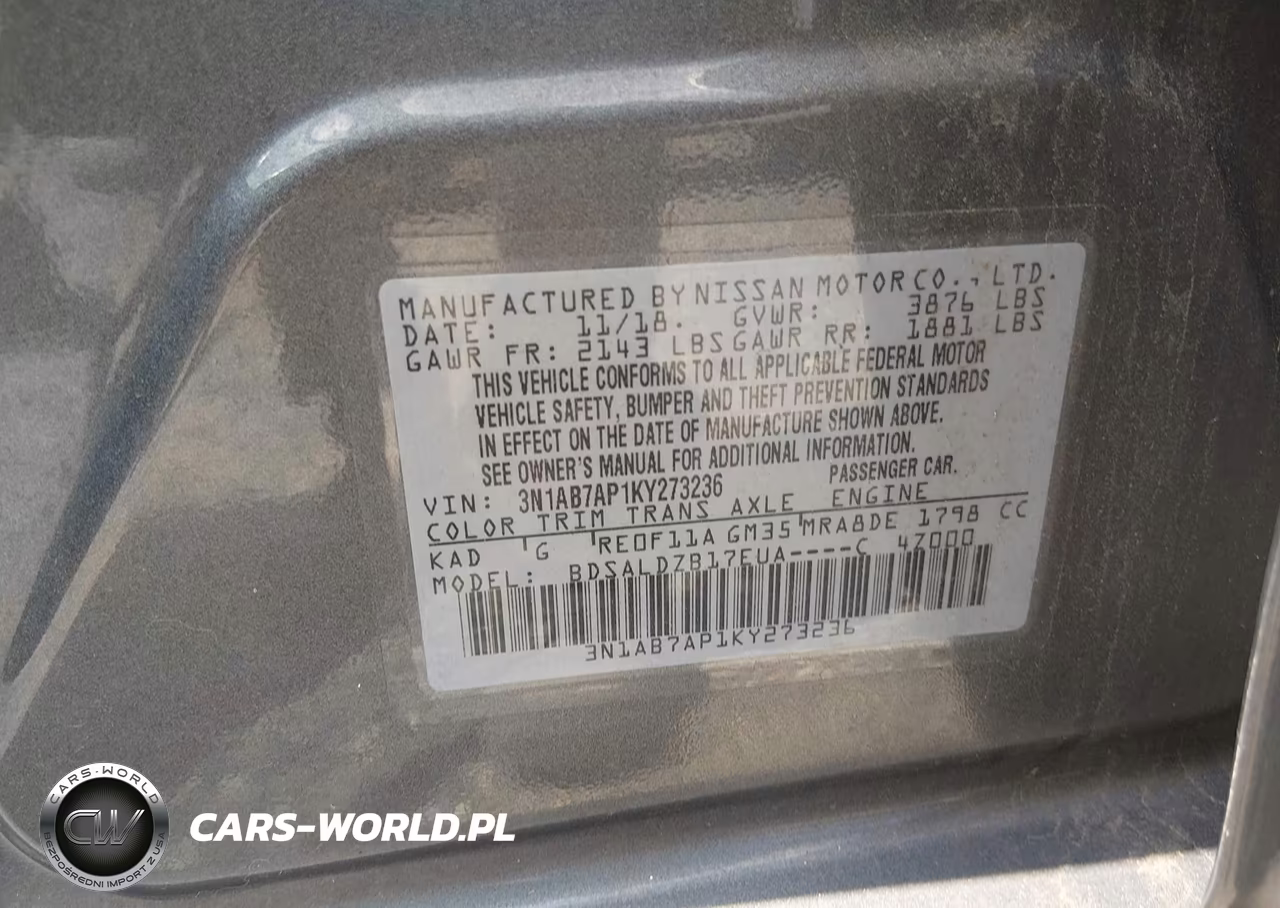 2019 Nissan Sentra Sv VIN:3N1AB7AP1KY273236 - 9