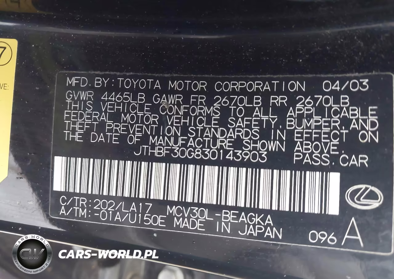 2003 Lexus Es 300 VIN:JTHBF30G830143903 - 9