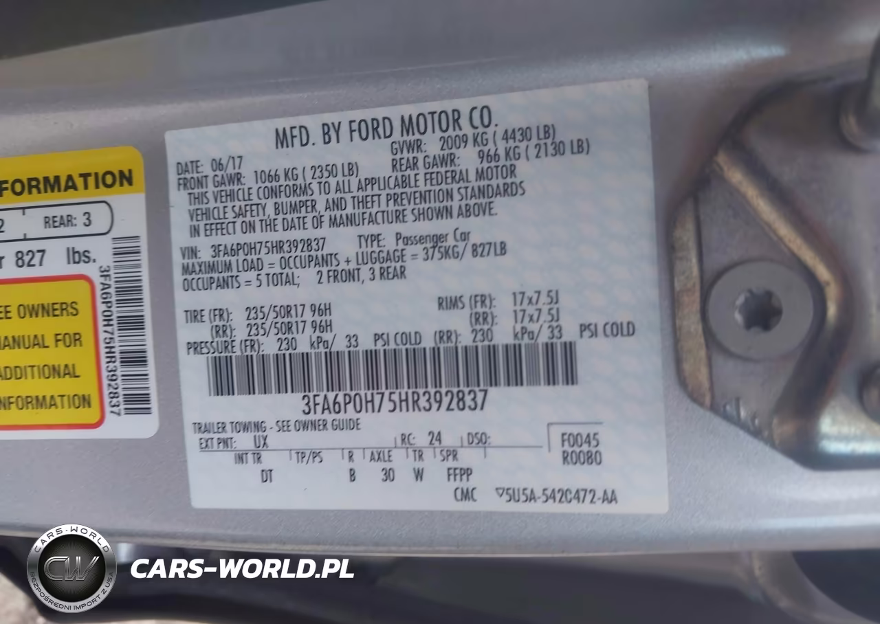 2017 Ford Fusion Se VIN:3FA6P0H75HR392837 - 9