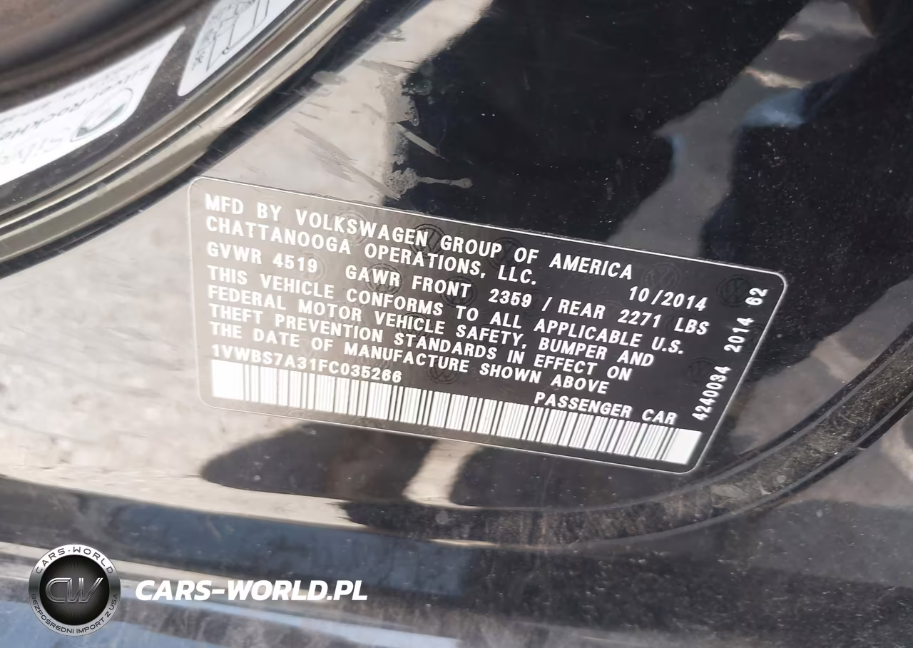 2015 Volkswagen Passat 1.8T Se VIN:1VWBS7A31FC035266 - 9