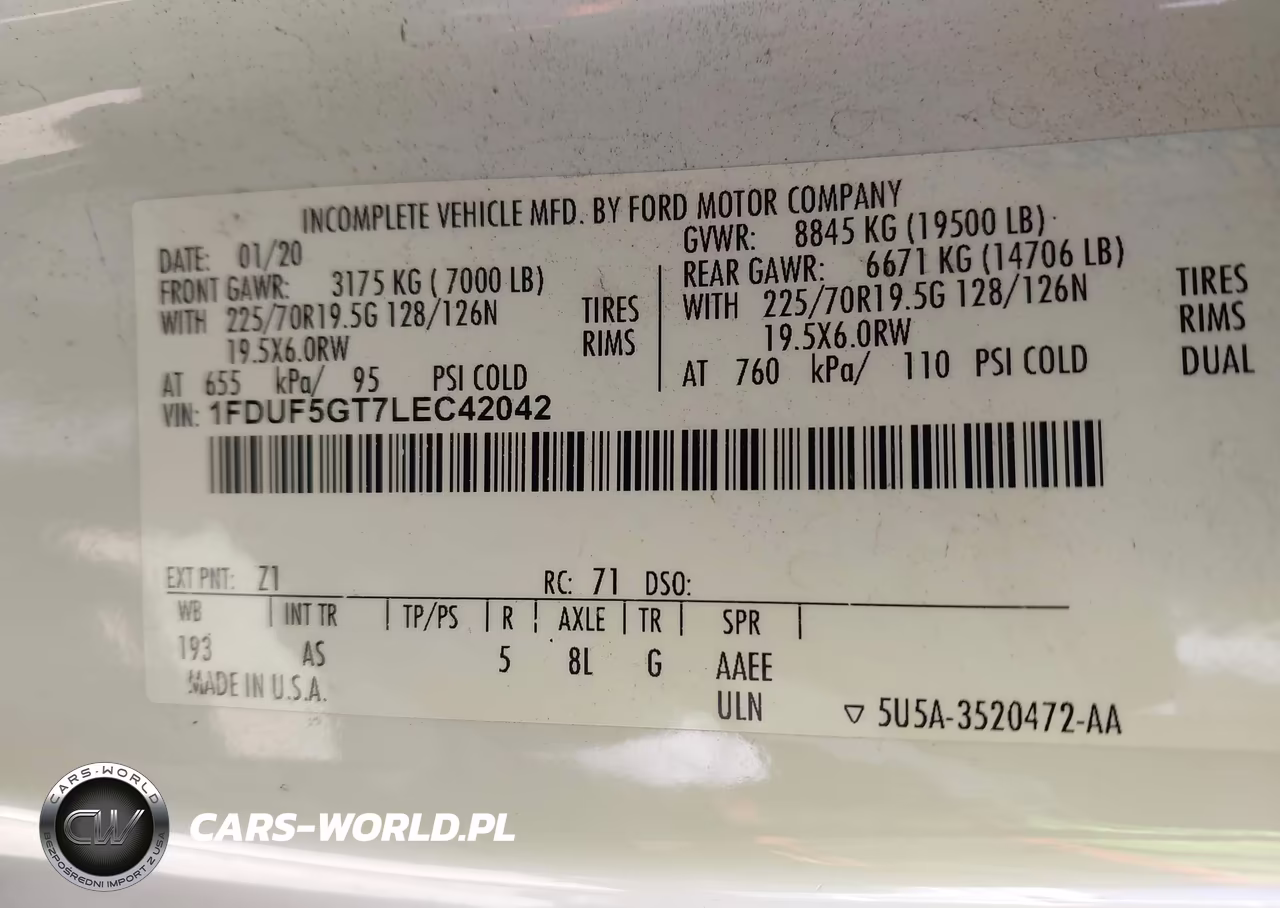 2020 Ford F-550 Chassis Xl-Xlt VIN:1FDUF5GT7LEC42042 - 8
