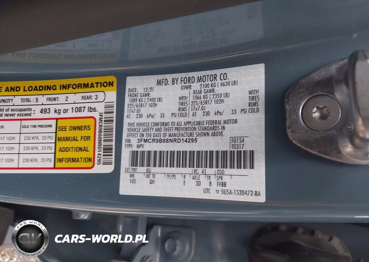 2022 Ford Bronco Sport Big Bend VIN:3FMCR9B68NRD14295 - 9