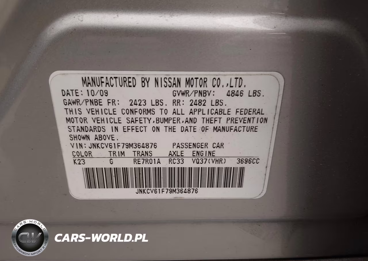 2009 Infiniti G37X VIN:JNKCV61F79M364876 - 9