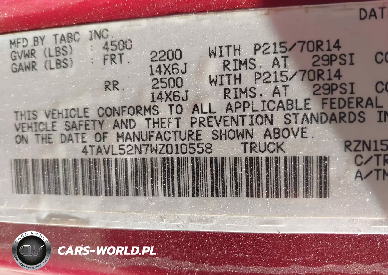 1998 Toyota Tacoma VIN:4TAVL52N7WZ010558 - 9