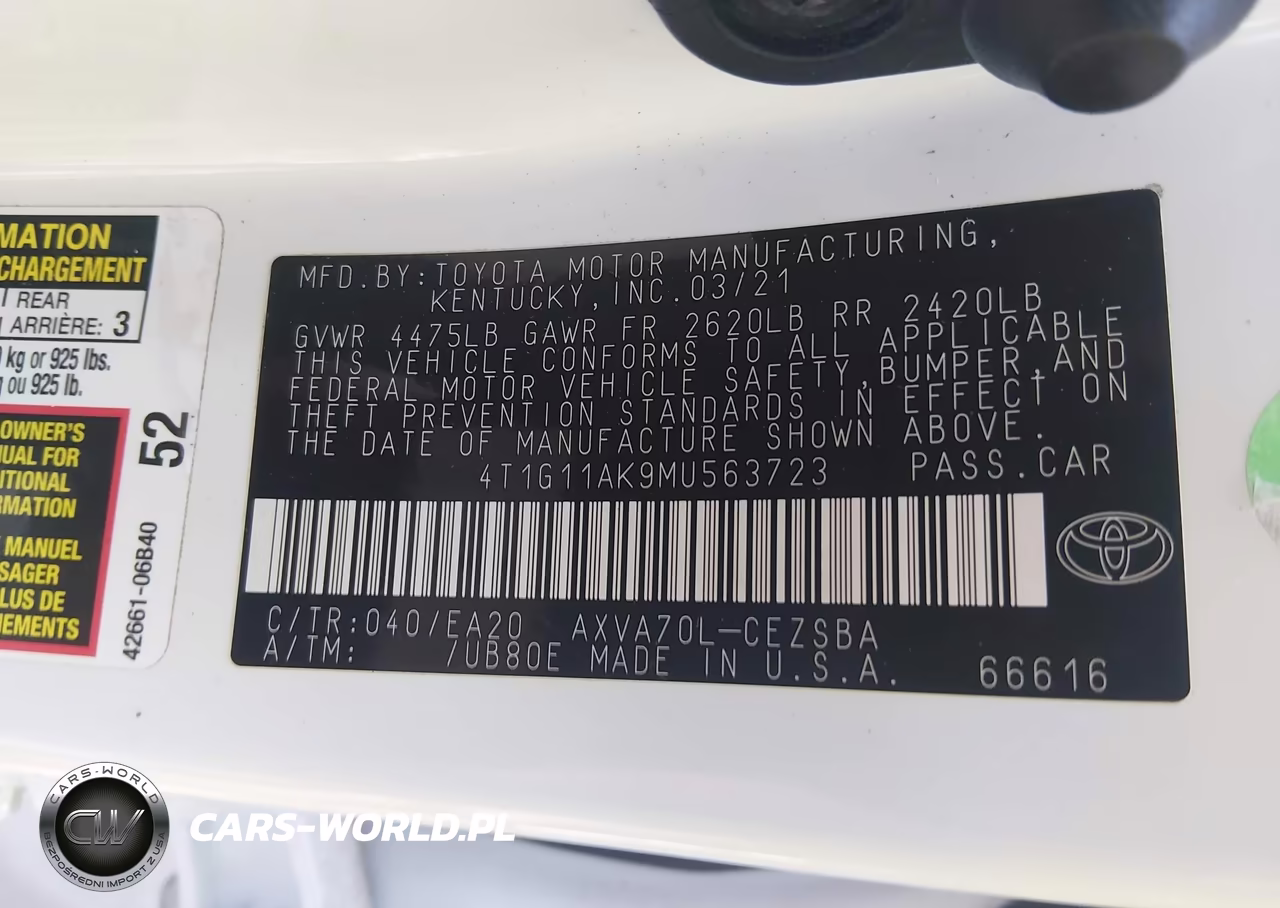 2021 Toyota Camry Se VIN:4T1G11AK9MU563723 - 9