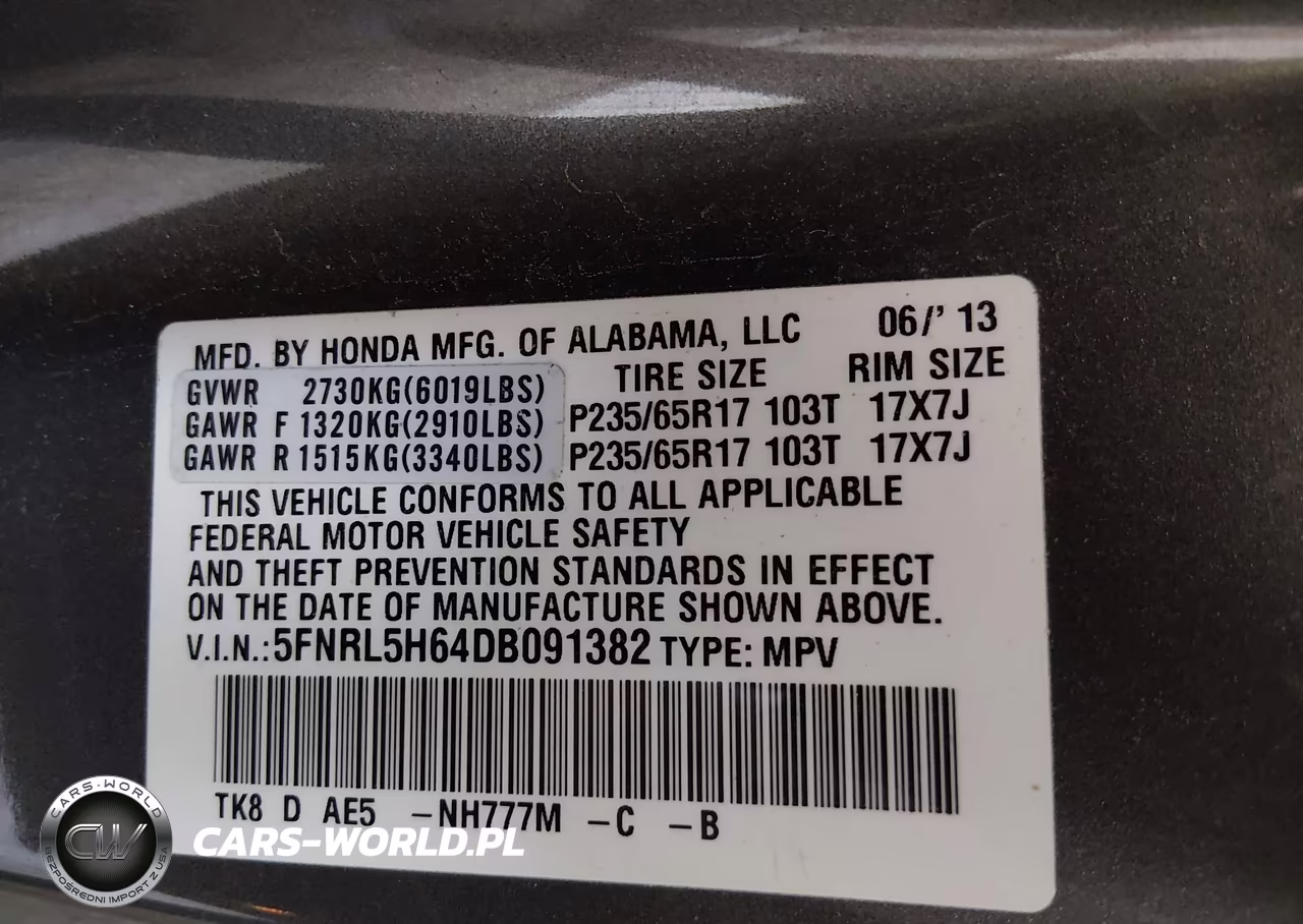2013 Honda Odyssey Ex-L VIN:5FNRL5H64DB091382 - 9