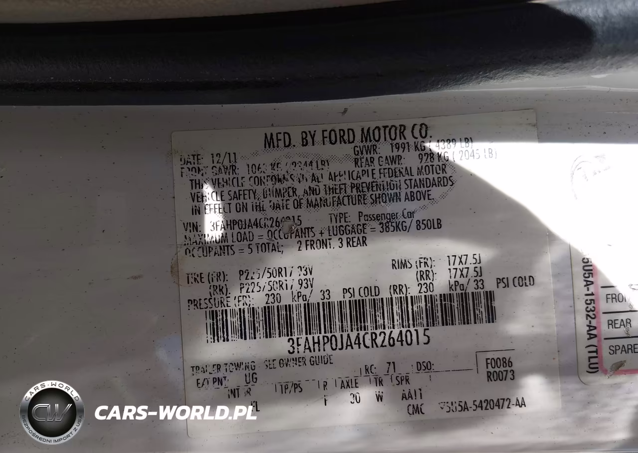 2012 Ford Fusion Sel VIN:3FAHP0JA4CR264015 - 9