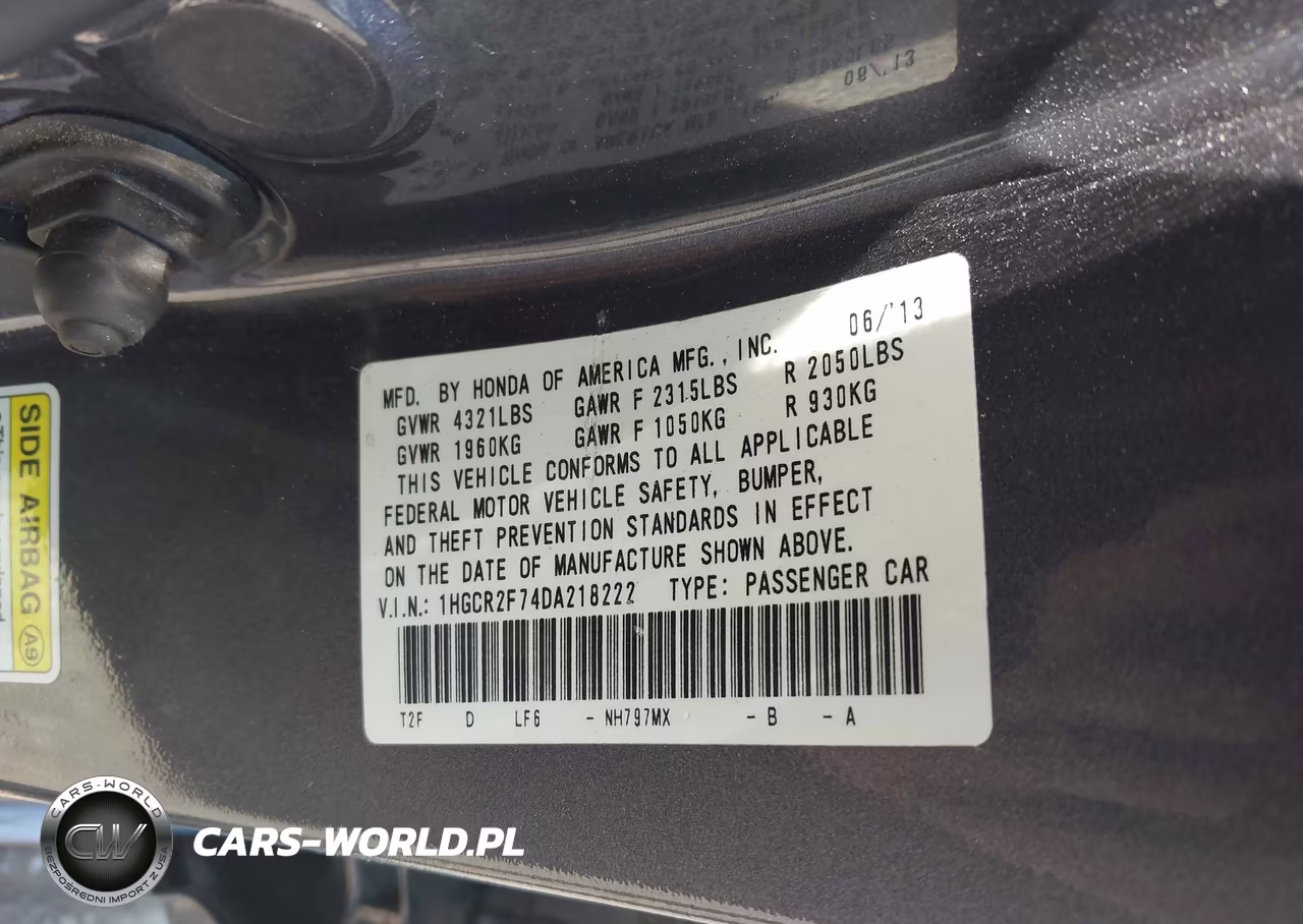 2013 Honda Accord Ex VIN:1HGCR2F74DA218222 - 9