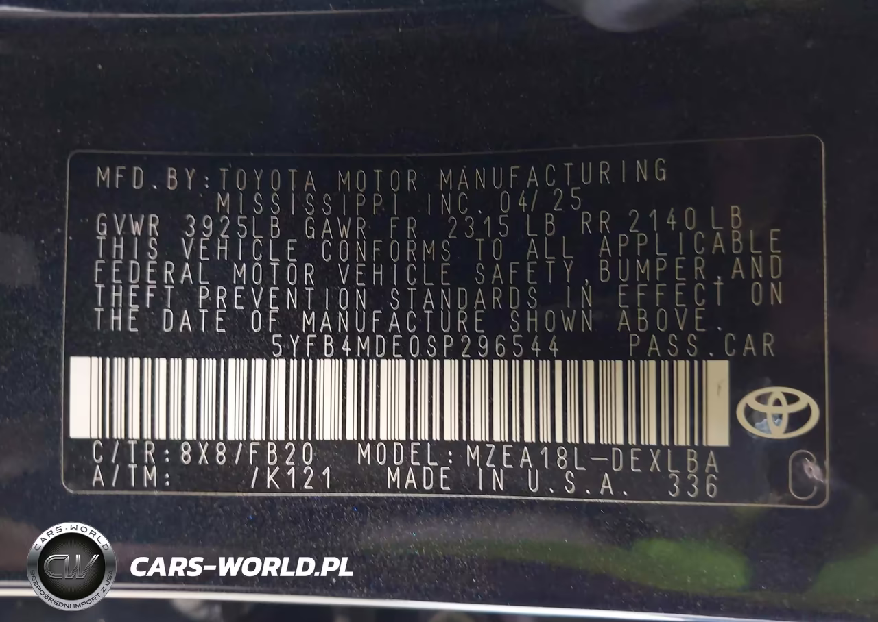 2025 Toyota Corolla Le VIN:5YFB4MDE0SP296544 - 9