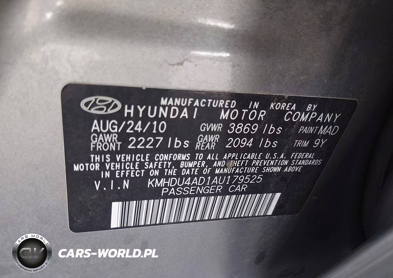 2010 Hyundai Elantra Gls VIN:KMHDU4AD1AU179525 - 9
