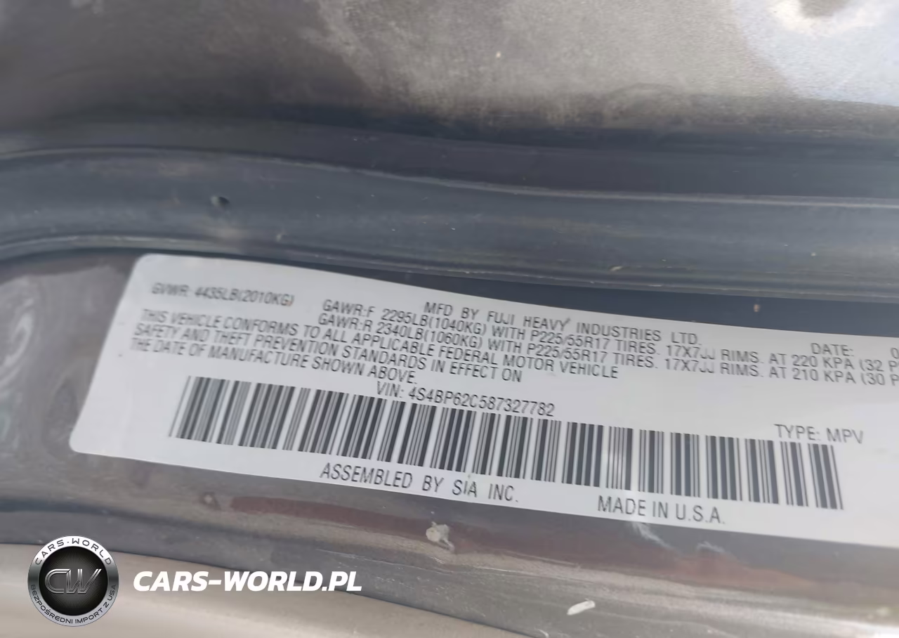 2008 Subaru Outback (Natl) VIN:4S4BP62C587327782 - 9