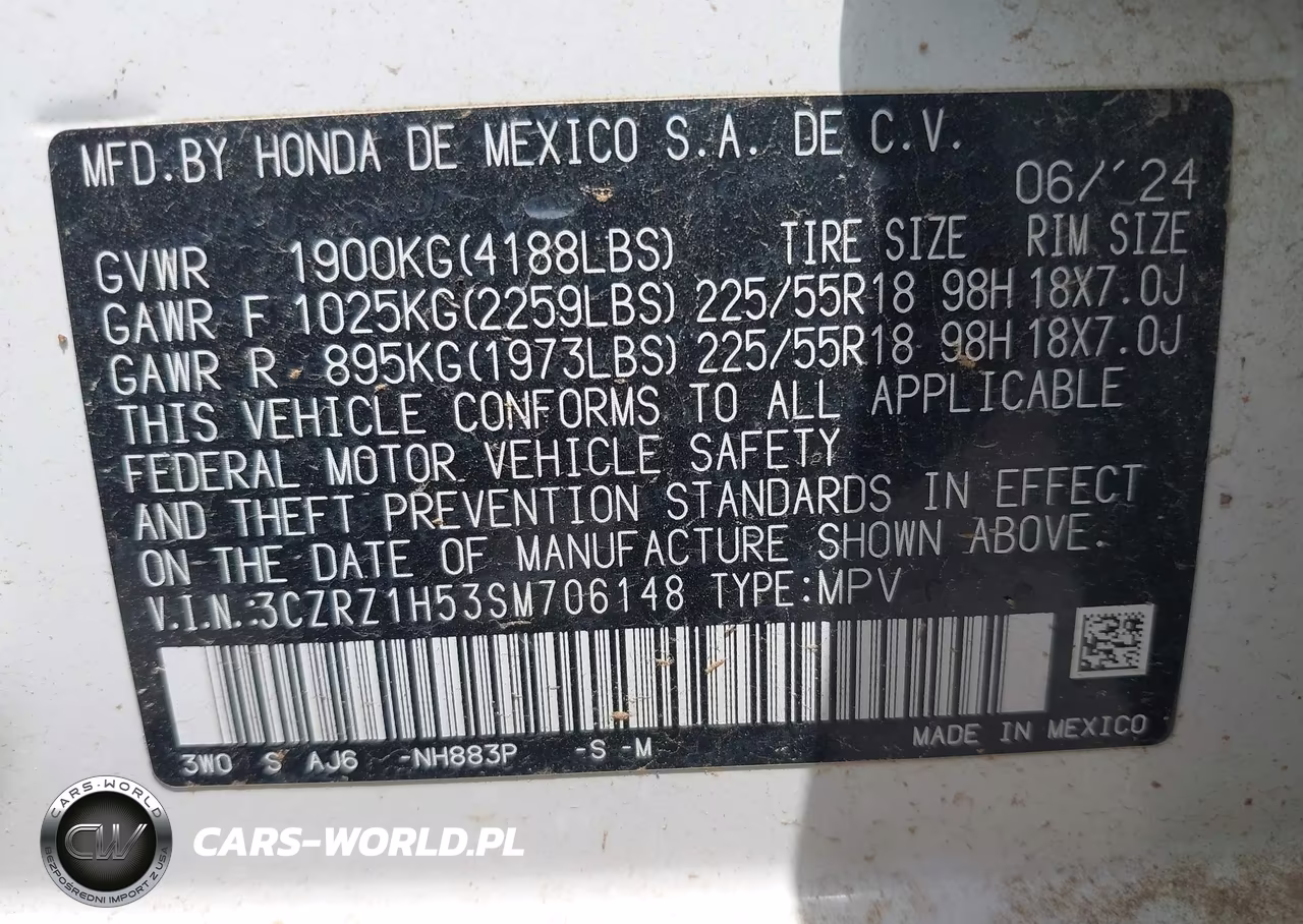 2025 Honda Hr-V 2Wd Sport VIN:3CZRZ1H53SM706148 - 9
