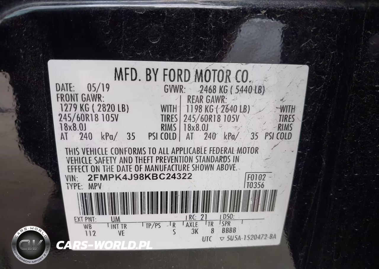 2019 Ford Edge Sel VIN:2FMPK4J98KBC24322 - 9