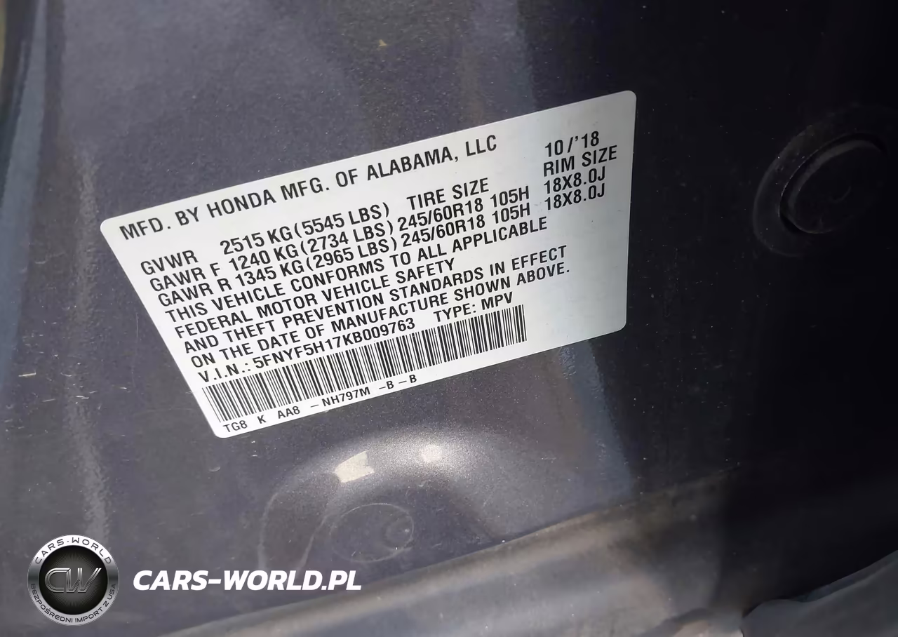 2019 Honda Pilot Lx VIN:5FNYF5H17KB009763 - 9