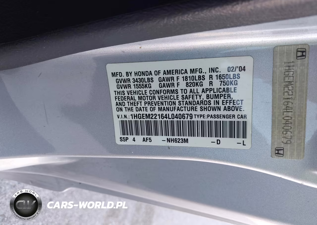 2004 Honda Civic Vp VIN:1HGEM22164L040679 - 9