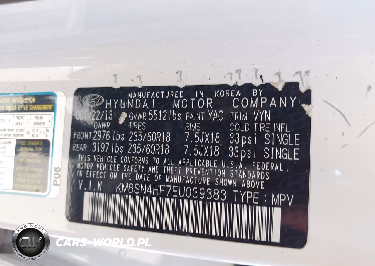 2014 Hyundai Santa Fe Limited VIN:KM8SN4HF7EU039383 - 9