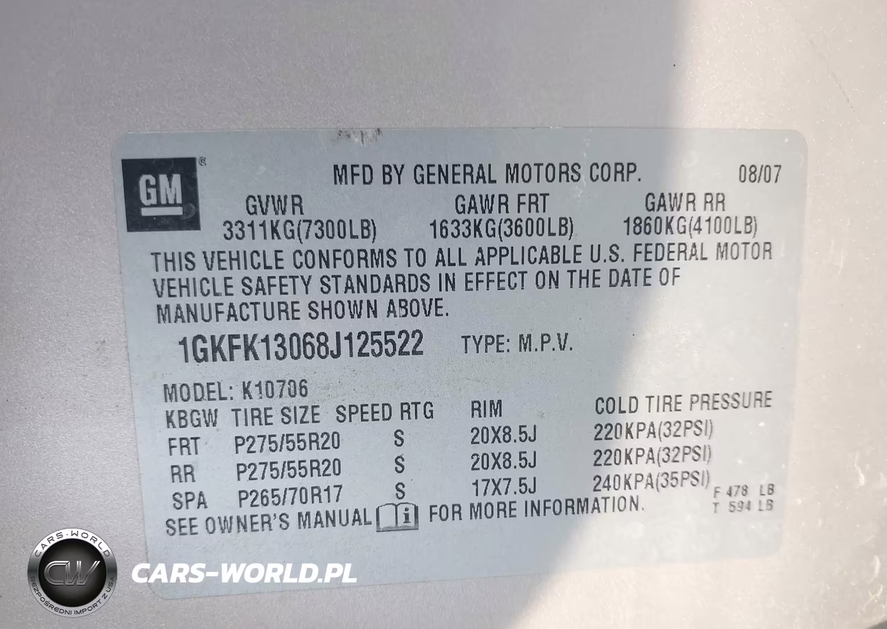 2008 GMC Yukon Slt VIN:1GKFK13068J125522 - 9