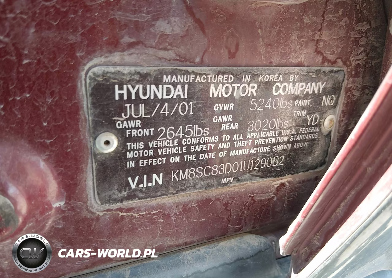 2001 Hyundai Santa Fe 2.7L V6 Gls-2.7L V6 Lx VIN:KM8SC83DO1U129052 - 9