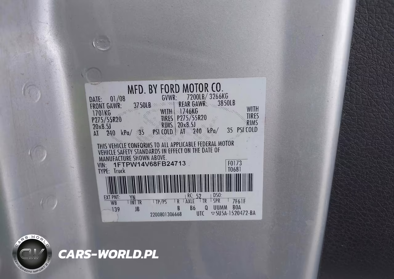 2008 Ford F-150 Fx4 VIN:1FTPW14V68FB24713 - 9