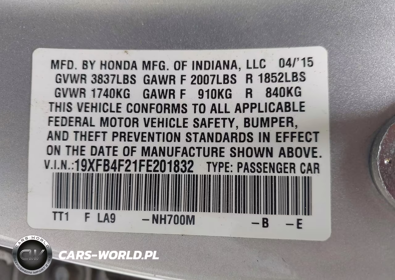 2015 Honda Civic Hybrid VIN:19XFB4F21FE201832 - 9