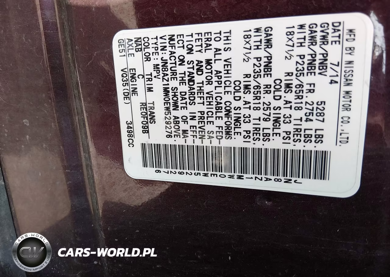 2014 Nissan Murano Sl VIN:JN8AZ1MW0EW529276 - 9